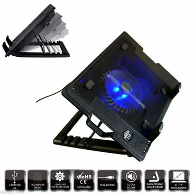 Notebook Laptop Cooling Pad Cooler Fan Stand W/ USB Hub • $18.49
