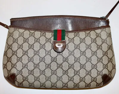 GUCCI Accessory Collection Vintage Brown Logo Shoulder Bag Clutch Purse • $418.11