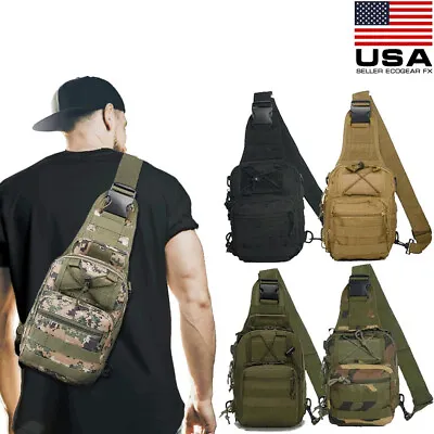 Tactical Chest Shoulder Bag Molle Crossbody Sling Backpack Outdoor Travel Hiking • $13.99
