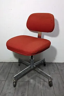 Vintage Mid Century Modern Swivel Rolling Office Tanker Chair Chrome Steel Retro • $175.50