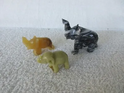 SET OF 3~~Vintage~~[HAND CRAFTED MARBLE /SOAP STONE ELEPHANT ]~ Figurine's!!! • $14.88