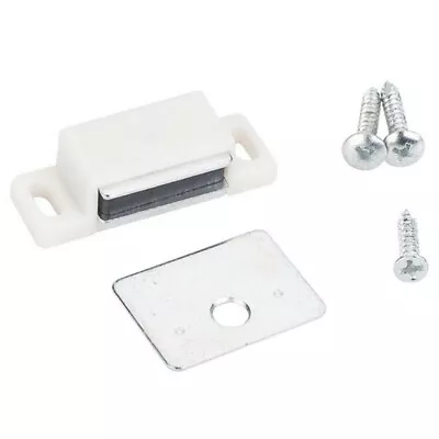 Box Of 10 White Cabinet Door Single Magnetic Touch Latch Furniture Catch Strike • $11.69