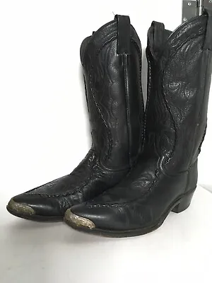 Dan Post Silver Tip Buck Lace Cowboy Boots 9.5 EW Black Leather • $134.99