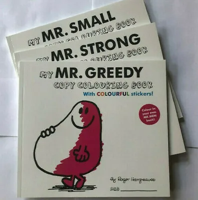 Mr Greedy/Mr Strong/Mr Small 3 Mr Men Copy Colouring Activity Books & Stickers   • £9.95