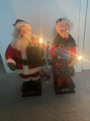 Christmas Family Mr & Mrs Santa Claus Animated Figures 24  With Lights. RARE! • $95