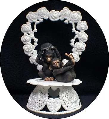  Heart Playful  Funny Monkey Chimp Ape Wedding Cake Topper Groom Top • $44.90