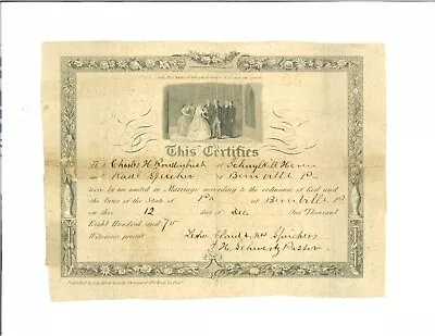 Marriage Certificate Roudenbush - Speicher Berks / Schuylkill Counties 1870 • $19.99