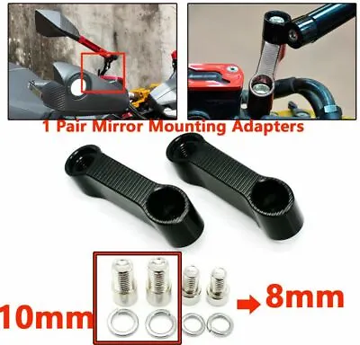 Motorcycle CNC Mirror Mount Risers Extenders With Adapter Screws • $18.77