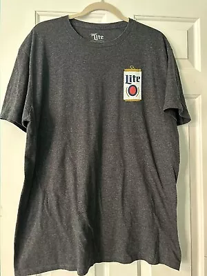 Miller Lite Logo T Shirt Mens XL Classic Beer Charcoal Heather Short Sleeve • $11.99
