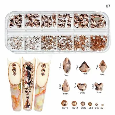 Crystal Nail Glitter Rhinestones Gems Tips Flatback Glass Decoration Stones Gold • $6.99