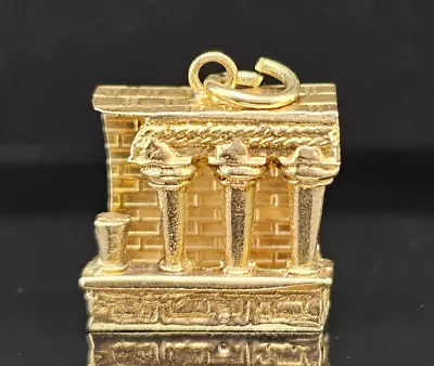 Vintage 14K Yellow Gold ~3D PALACE KNOSSOS CRETE GREECE~ Charm Pendant • $299