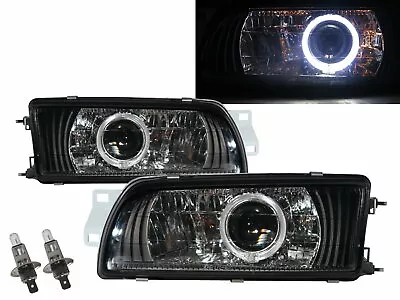 Libero MK4 92-95 Guide LED Angel-Eye Projector Headlight BK For Mitsubishi LHD • $739.77