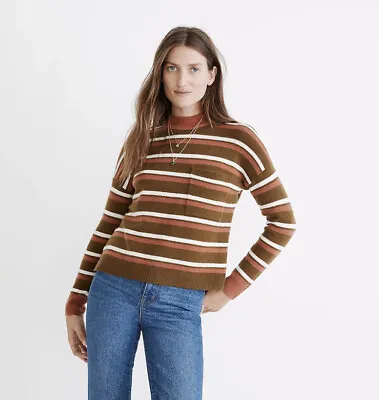 MADEWELL Mock Neck Pocket Striped Sweater Sz XXS NEW • $22.50