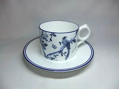 Laura Ashley Summer Palace Royal Blue & White Bird Floral Butterfly Cup & Saucer • £19.99