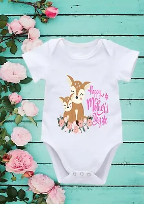 Happy Mothers Day Mother’s Day Deer Cute Animal Baby Girl Boy Bodysuit Vest 127 • £7.99