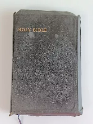 Vintage 1949 Bible Collins Cleartype King James Version KJV Black Leather Cover • $16.20