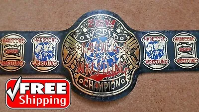 ECW HARDCORE Championship Replica Belt 2mm Brass - Adult Size Real Leather • $169.99