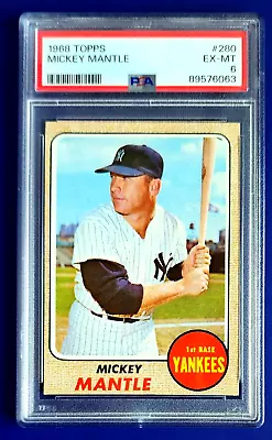 1968 Topps Mickey Mantle #280 Yankees HOF GOAT Sharp PSA 6 EX MINT *GWCARDS* • $650