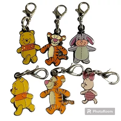 Vintage Disney Winnie The Pooh Charm Lot Of 6 Charms Purse Zipper Pull Clip On • $14.99