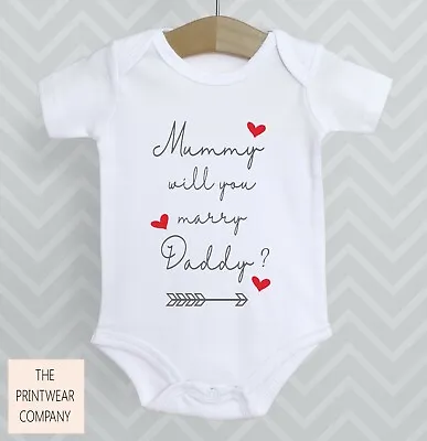 £4.98 • Buy Mummy Will You Marry Daddy ? Proposal Surprise Baby Grow Babygrow Bodysuit Gift 