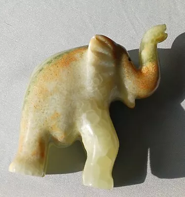 Elephant Figurine Green Onx Jade  Marble Natural Hand Carved Aventurine Rare • £8.89