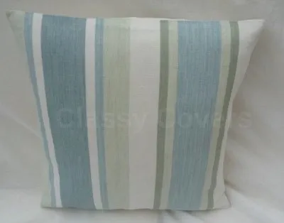 Laura Ashley Design Cushion Cover AWNING STRIPE Pistachio/Duck Egg Various Sizes • £15.95