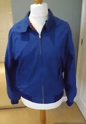 £4.50 • Buy Mens Blue Harrington Jacket With Tartan Lining - Size S
