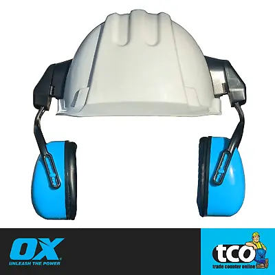 £13.49 • Buy Ox Safety Helmet With Mounted Ear Defenders | Hard Hat & Clip On Ear Protectors