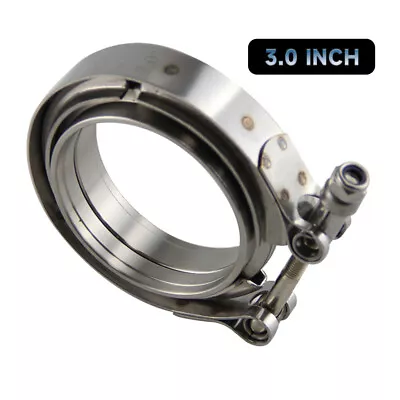 3.0  76mm V Band Clamp Flange Turbo Exhaust Downpipe Kit Mild Stainless Steel SL • $50.59