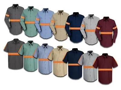 Enhanced Visibility Work Shirts Hi Vis Orange Reflective Industrial Work Uniform • $26.98