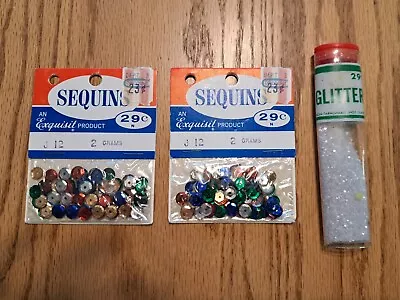 Vintage Sequin And Glitter Lot-2 Sequins Unopened 1 Glitter Opened  • $5.99