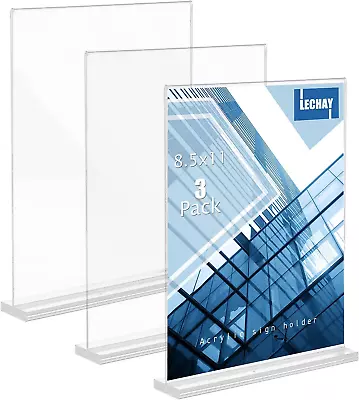 3 Pack Acrylic Sign Holder 8.5 X 11 Inches Clear Table Menu Display Stand Deskt • $18.95