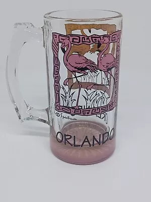 VTG Vintage Spectrum Pink Flamingo Orlando Glass Beer Mug Double Sided • $12.34