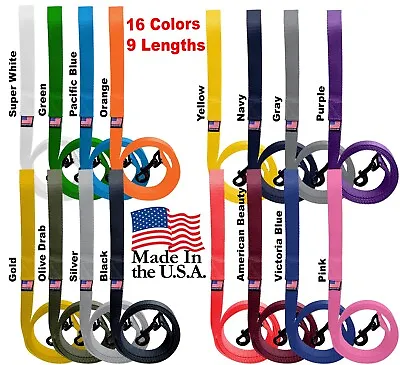 Dog Leash Short Long Lead Obedience Training 1  Many Colors/Lengths MADE IN USA • $10.49