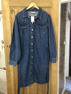 £16 • Buy Ladies Denim Shirt Dress, F&F, Size 20 Button Up With Belt New With Tag