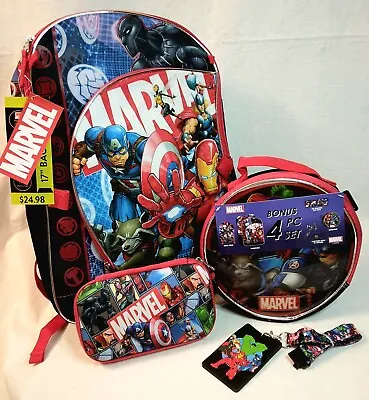Marvel Comics• Multi Character• 4 Piece• 17  Backpack Set! NWT• • $22