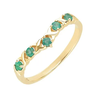 Ivy Gems 9ct Yellow Gold Emerald Wishbone Eternity Ring Size L • £125.99