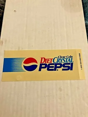 Vintage 2.5x6  Diet Crystal Pepsi Vending Machine Tag Very Rare NOS • $8.43