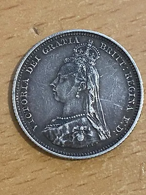 1887 Queen Victoria Silver One Shilling Coin  5.64g • £16