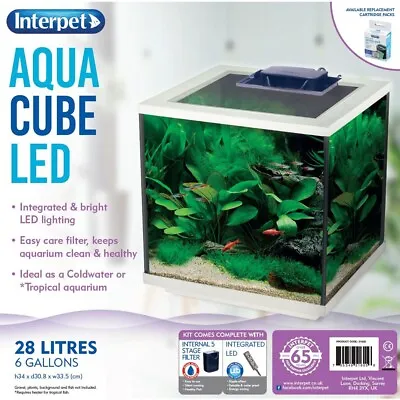 Interpet Aqua Cube 28 LED Nano Fish Tank Aquarium Setup With Light & Filter • £58.99