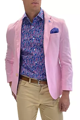 TailorByrd Men's $325 Vibrant Light Pink Linen Blend Sport Coat Size 46R • $71.19