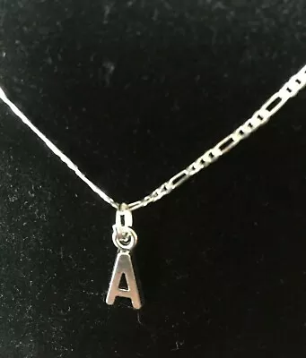£5.29 • Buy 16  - 20   925 Sterling Silver Figaro Necklace & Tibetan Silver Initial Letter