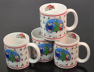 Set Of 4 Vintage Tonka Corp Pound Puppies Stoneware Christmas 10 Oz. Mugs Cups • $27.50