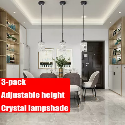 $25.90 • Buy 3 Pack Modern Crystal Kitchen Island Restaurant Bar Hanging Pendant Light 40 W