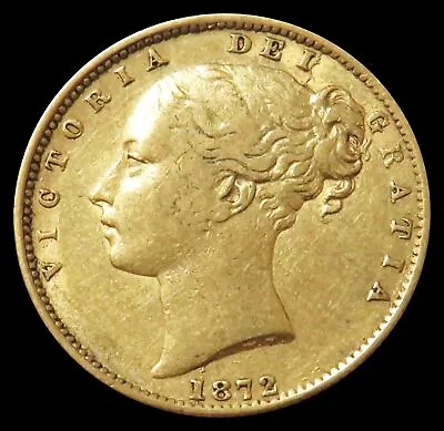 1872 Gold Melbourne Australia Victoria Young Head Shield Reverse Sovereign • $625