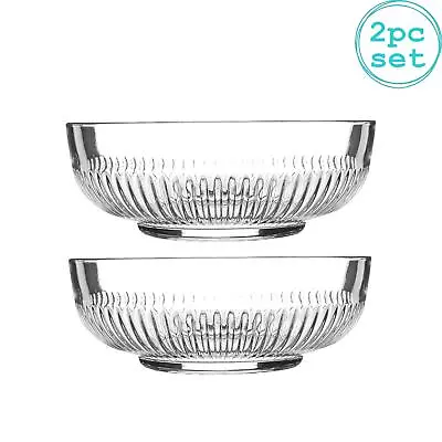 Large Campana Glass Serving Bowls Set Of 2 Mixing Bowl 20cm Clear • £11