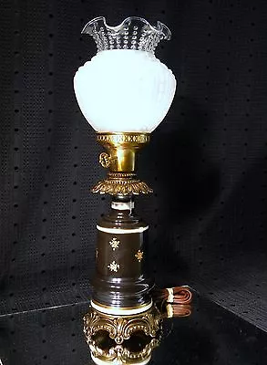 Gorgeous Vintage Black & Gold Porcelain Grecian Gods Table Lamp With Shade • $59.39