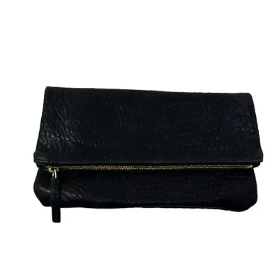 Clare Vivier Black Leather Foldover Clutch Handbag Clare V. • $98