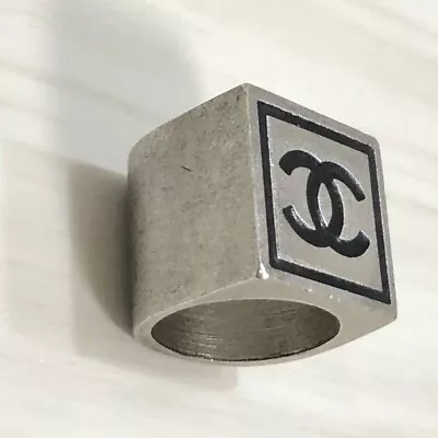 CHANEL Vintage Coco Logo Square Motif Ring Silver Plate Size US 7 53 • $183.50