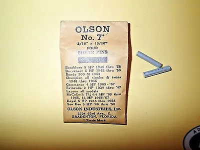 $8.95 • Buy (2) Vintage Olson No. 7,   3/16  X 15/16   Boat Motor Shear Pin Set. 